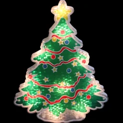 Window Decorations*Northlight 12.5" Lighted Holographic Christmas Tree Window Silhouette Decor