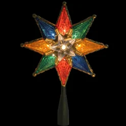 Star Tree Toppers*Northlight 8" Lighted Multi Color 8-Point Star Christmas Tree Topper - Clear Lights