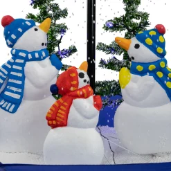 Northlight Snowing Trees>30" Lighted Musical Snowing Snowman Family In Umbrella Base Christmas Decoration