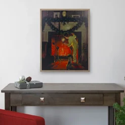 Wall & Door Decorations*Northlight 19" Lighted Norman Rockwell 'Is He Coming?' Christmas Wall Art