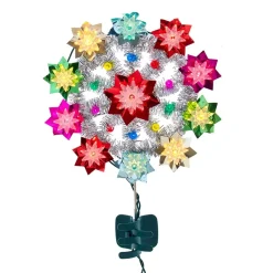 Lighted Tree Toppers*KSA 14.25" Lighted Pink And Yellow Retro Reflector Christmas Tree Topper, Multicolor Lights