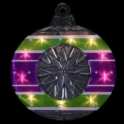 Window Decorations*Impact 15.5" Lighted Purple And Green Shimmering Ornament Christmas Window Silhouette Decoration