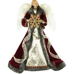 Angel Tree Toppers*Northlight 18" Lighted Red And Gold Angel In A Dress Christmas Tree Topper - Warm White Lights
