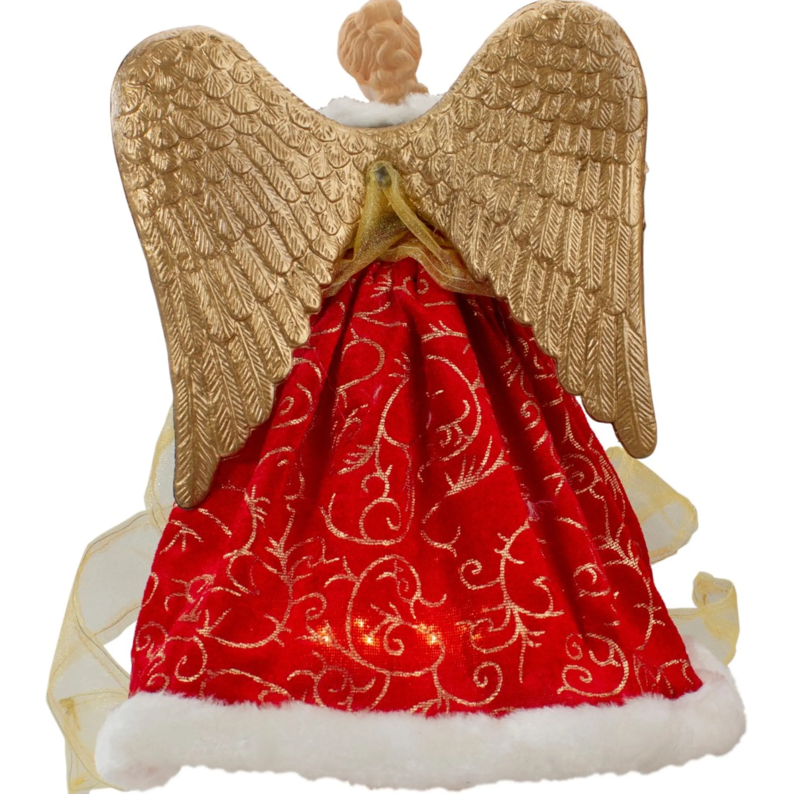 Angel Tree Toppers*Northlight 12" Lighted Red And Green Angel With Wings Christmas Tree Topper - Clear Lights