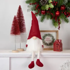 Gnomes*Northlight 20" Lighted Red And White Sitting Gnome Tabletop Christmas Decoration