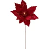 Northlight 20" Lighted Red Glittered Velvet Christmas Poinsettia Floral Pick