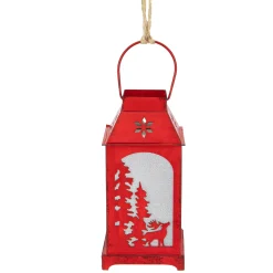 Northlight Miniatures>5.5" Lighted Red Reindeer Silhouette Lantern Christmas Ornament