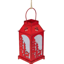 Northlight Miniatures>5.5" Lighted Red Reindeer Silhouette Lantern Christmas Ornament