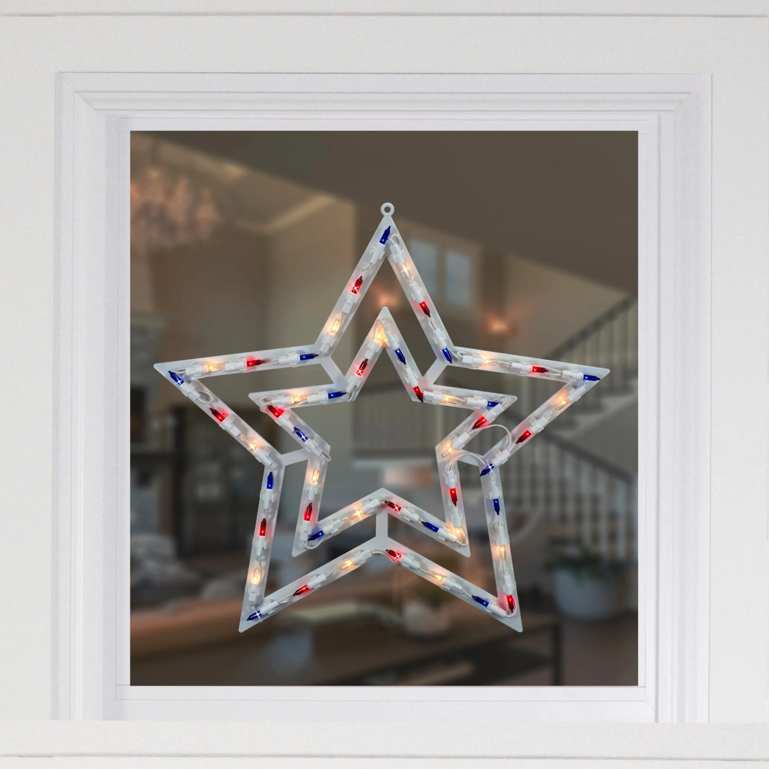 Northlight 17" Lighted Red, White And Blue Patriotic Star Window Silhouette Decoration