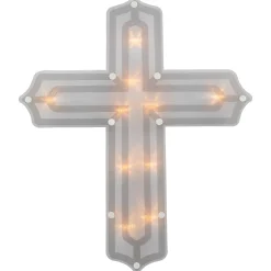 Northlight 14" Lighted Religious Cross Easter Window Silhouette Decoration