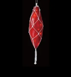 Barcana 20 Lighted Roped Red Finial Drop Outdoor Christmas Decoration - White Wire
