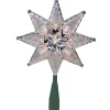 Star Tree Toppers*Northlight 8" Lighted Silver And Clear Mosaic Star Christmas Tree Topper - Clear Lights