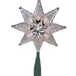 Star Tree Toppers*Northlight 8" Lighted Silver And Clear Mosaic Star Christmas Tree Topper - Clear Lights