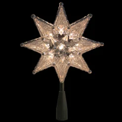 Star Tree Toppers*Northlight 8" Lighted Silver And Clear Mosaic Star Christmas Tree Topper - Clear Lights