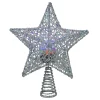 Star Tree Toppers*Northlight 13" Lighted Silver Star With Rotating Projector Christmas Tree Topper - Multicolor Led Lights