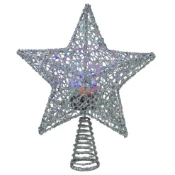 Star Tree Toppers*Northlight 13" Lighted Silver Star With Rotating Projector Christmas Tree Topper - Multicolor Led Lights