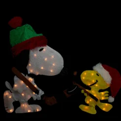 Outdoor Decorations*Northlight 28" Lighted Snoopy And Woodstock Play Hockey Outdoor Christmas Yard Decoration