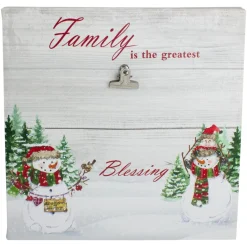 Wall & Door Decorations*Northlight 10" Lighted Snowman Family Blessing Christmas Canvas Wall Art With Photo Clip