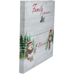 Wall & Door Decorations*Northlight 10" Lighted Snowman Family Blessing Christmas Canvas Wall Art With Photo Clip
