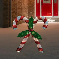 Outdoor Decorations*Northlight 27" Lighted Sparkling Red And Silver Double Candy Cane Outdoor Christmas Decor