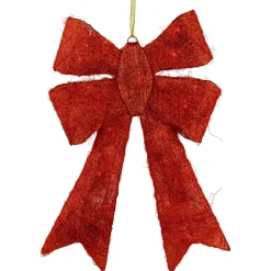 Window Decorations*Northlight 23" Lighted Sparkling Red Sisal Double Bow Outdoor Christmas Decoration