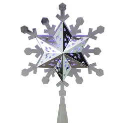 Snowflake Tree Toppers*Kurt Adler 9.25'' Lighted White And Blue Rotating Snowflake Christmas Tree Topper - Clear Led Lights