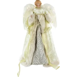 Angel Tree Toppers*Northlight 18" Lighted White And Gold Angel In A Dress Christmas Tree Topper - Warm White Lights