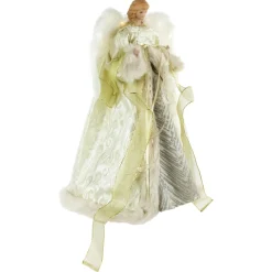 Angel Tree Toppers*Northlight 18" Lighted White And Gold Angel In A Dress Christmas Tree Topper - Warm White Lights