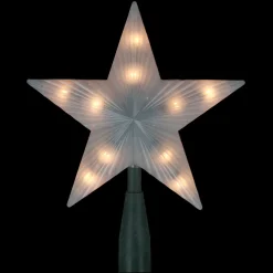Star Tree Toppers*Northlight 7" Lighted White Frosted 5-Point Star Christmas Tree Topper - Clear Lights