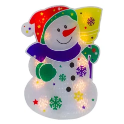Window Decorations*Northlight 12.5" Lighted White Snowman Christmas Window Silhouette Decor