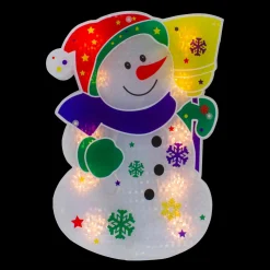 Window Decorations*Northlight 12.5" Lighted White Snowman Christmas Window Silhouette Decor