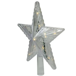 Star Tree Toppers*Hofert 9.5" Lighted White Star Christmas Tree Topper - White And Multicolor Led Lights