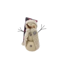 Plush Figures*Contemporary Home Living 13" Lodge Snowman With Santa Hat Christmas Decoration