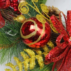 Unlit Teardrops*Northlight 26" Long Needle Pine And Berry Artificial Christmas Teardrop Swag, Unlit