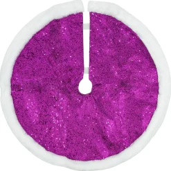 Mini Tree Skirts*Northlight 20" Magenta Glittered Mini Christmas Tree Skirt With White Fur Trim