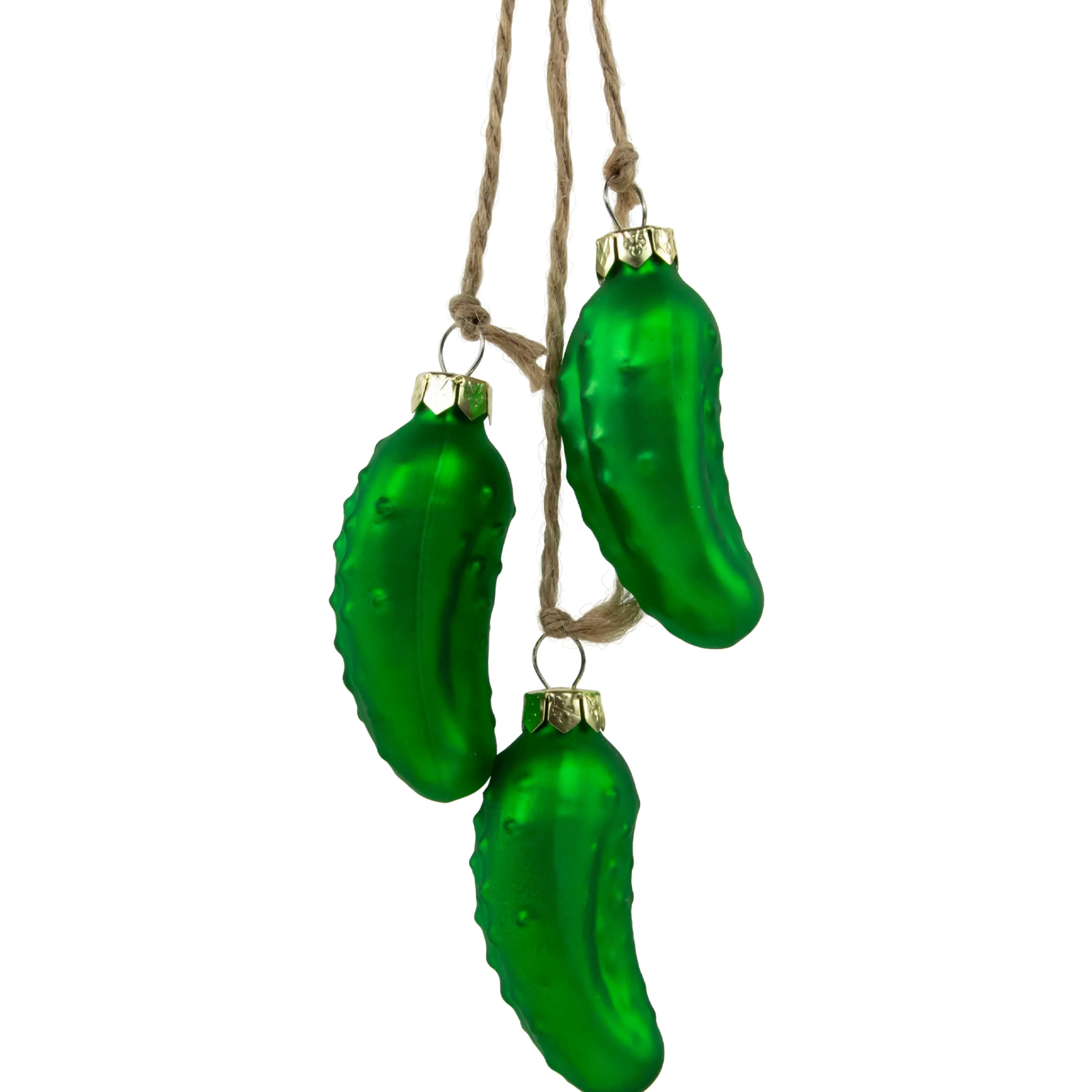 Northlight Food & Beverage>8.5" Matte Green Christmas Pickle Trio Cluster Ornament