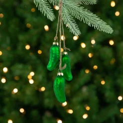 Northlight Food & Beverage>8.5" Matte Green Christmas Pickle Trio Cluster Ornament