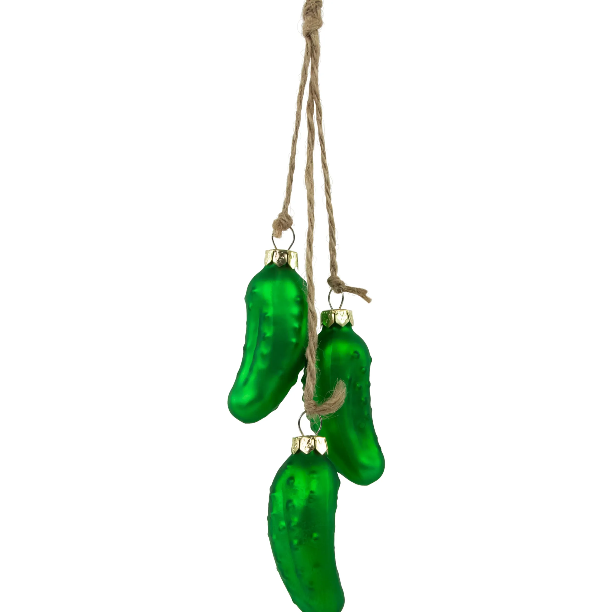 Northlight Food & Beverage>8.5" Matte Green Christmas Pickle Trio Cluster Ornament