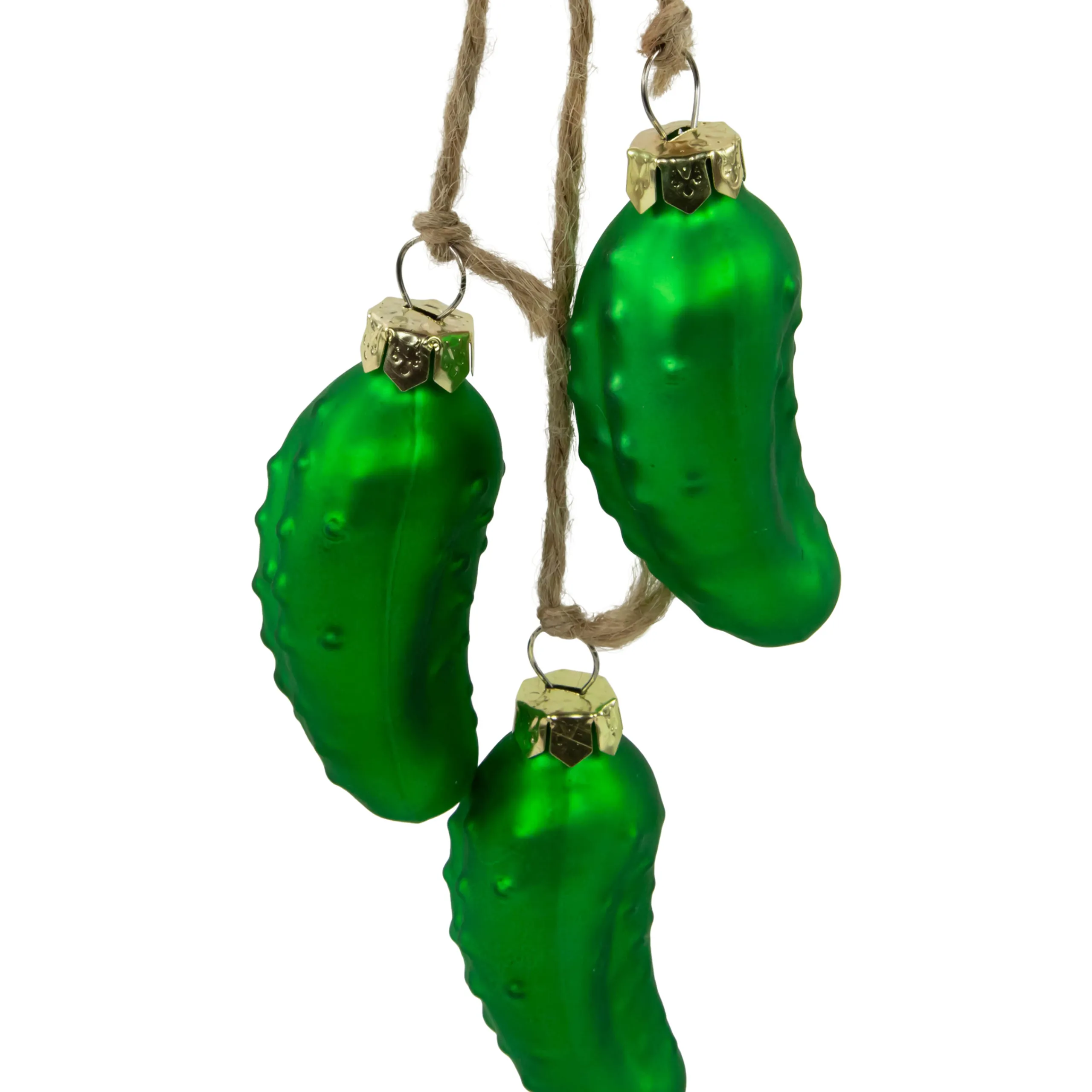 Northlight Food & Beverage>8.5" Matte Green Christmas Pickle Trio Cluster Ornament