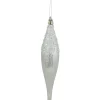 Northlight Finials>9.5" Matte White Sequin And Glitter Finial Glass Christmas Ornament
