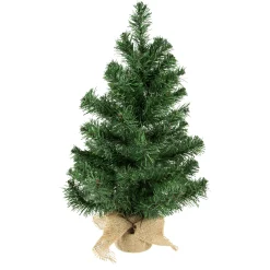 Northlight 2.5 Feet Tall And Smaller>18" Medium Traditional Green Mini Pine Artificial Christmas Tree In Burlap Sack - Unlit