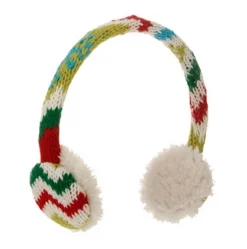 Raz Fashion & Beauty>4.75" Merry & Bright Green, Red, And White Knit Earmuff Christmas Ornament