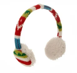 Raz Miniatures>4.75" Merry & Bright Red, Green, Blue And White Knit Earmuff Christmas Ornament