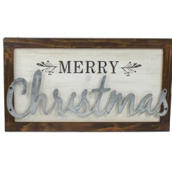 Wall & Door Decorations*Northlight 18" Merry Christmas Framed Wood And Metal Wall Decoration