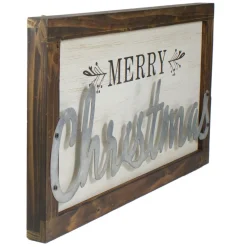 Wall & Door Decorations*Northlight 18" Merry Christmas Framed Wood And Metal Wall Decoration