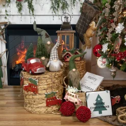 Wall & Door Decorations*Northlight 8" Merry Christmas Metal Wall Sign With Green Check Ribbon