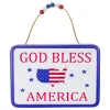 Northlight 8.75" Metal Patriotic "God Bless America" Sign With Stars Wall Decor