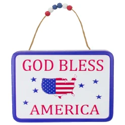 Northlight 8.75" Metal Patriotic "God Bless America" Sign With Stars Wall Decor
