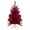 Northlight 3 And 3.5 Feet Tall>3' Metallic Crimson Tinsel Artificial Christmas Tree - Unlit