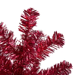 Northlight 3 And 3.5 Feet Tall>3' Metallic Crimson Tinsel Artificial Christmas Tree - Unlit